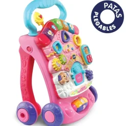 VTech Preescolar*Andador Andandin 2 En 1 Color Rosa, Correpasillos Con Panel De Actividades Extraible, Sistema Frenado, Plegable