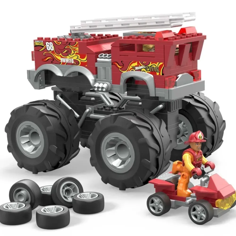 Hot Wheels Puzzles Y Construcciones*Conjunto De Construccion Del Monster Truck 5-Alarm De De Mega
