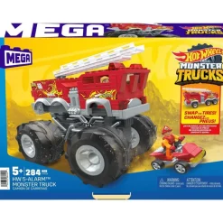 Hot Wheels Puzzles Y Construcciones*Conjunto De Construccion Del Monster Truck 5-Alarm De De Mega
