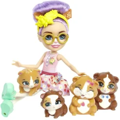 Enchantimals Munecas Y Peluches*Conjunto Glee Guinea Pig Con 4 Animales