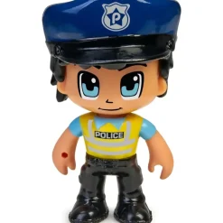 PINYPON ACTION Muñecos Articulados*Contenedor Cabezon Policia Y Monstruos