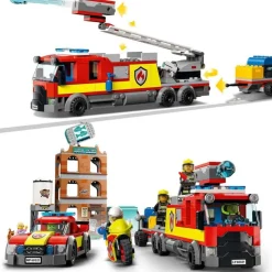 LEGO Puzzles Y Construcciones*Cuerpo De Bomberos, Set De Construccion De Edificio Con Llamas Plegables, Camion De Juguete Y Mini Figuras, City Fire