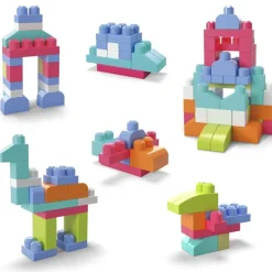 Mega Bloks Preescolar*Juego De Bloques Construccion De 60 Piezas Bolsa Ecologica Rosa Juguetes Bebes