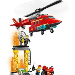 LEGO Puzzles Y Construcciones*Juego De Construccion Helicoptero De Rescate De Bomberos Con Llamas City Fire