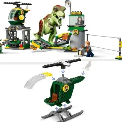 LEGO Puzzles Y Construcciones*Juguete De Construccion Fuga Del Dinosaurio T. Rex Con Helicoptero Jurassic World
