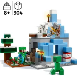 LEGO Puzzles Y Construcciones*Juguete De Construccion Los Picos De Hielo De Steve Con Cueva Y Espada De Diamante Minecraft