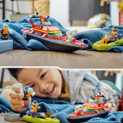 LEGO Puzzles Y Construcciones*Juguete De Construccion Lancha De Rescate De Bomberos Y Barco Zodiac Para La Banera City