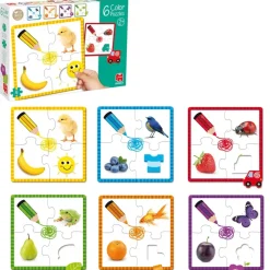 Goula Preescolar*Juguete De Madera Educativo 6 Puzzles De 4 Piezas Color Puzzle