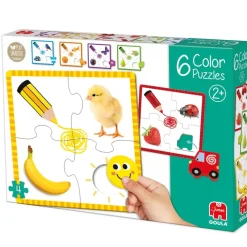 Goula Preescolar*Juguete De Madera Educativo 6 Puzzles De 4 Piezas Color Puzzle