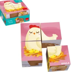 Goula Preescolar*Juguete Puzzle Cubico De 4 Cubos Ilustrados Con Animales De La Granja Cubic