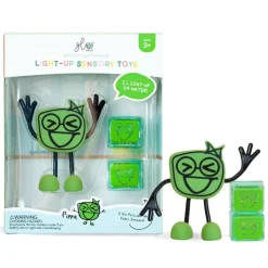Glo Pals Preescolar*Juguete Sensorial 1 Personaje + 2 Cubos De Luz Verdes Joykids