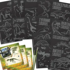 Dinos Art Juegos Educativos*Libro Creativo De Rascar Y Esbozar Cuaderno Dinosaurios Dinosart