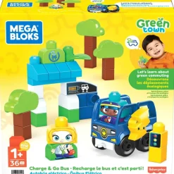 Mega Bloks Preescolar* Ciudad Verde Autobus Electrico, Juguete De Bloques De Construccion