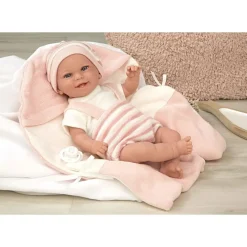 Muñecas Arias Munecas Y Peluches*Muneca Con Peso Elegance 35 Cm Babyto Rosa Con Manta