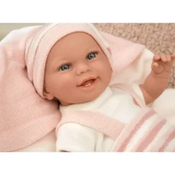 Muñecas Arias Munecas Y Peluches*Muneca Con Peso Elegance 35 Cm Babyto Rosa Con Manta