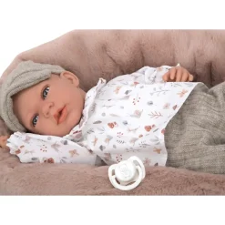 Muñecas Arias Munecas Y Peluches*Muneca Con Peso Elegance 40 Cm Andie Gris Con Cojin Lactancia