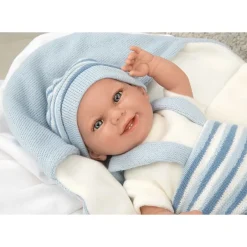 Muñecas Arias Munecas Y Peluches*Muneca Con Peso Elegance 35 Cm Babyto Azul Con Manta