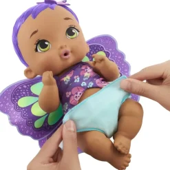 My Garden Baby Munecas Y Peluches*Muneco De Juguete Hago Pipi Morado Con Manta Mariposa Biberon Y Panal Mariposas