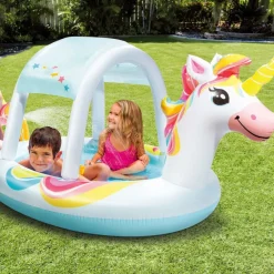 Intex Juguetes Al Aire Libre*Piscina Con Ducha + Toldo Unicornio