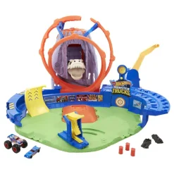 Hot Wheels Coches, Circuitos Y Radiocontrol*Pista De Coches De Juguete Monster Trucks Volcan Arena Incluye 1 Vehiculo Monster Trucks Y 1 Die-Cast