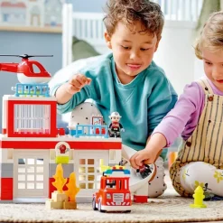 LEGO Puzzles Y Construcciones*Set De Construccion Parque De Bomberos Y Helicoptero Con Camion De Juguete Duplo