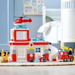 LEGO Puzzles Y Construcciones*Set De Construccion Parque De Bomberos Y Helicoptero Con Camion De Juguete Duplo