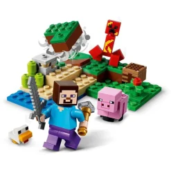 LEGO Puzzles Y Construcciones*Set Para Construir La Emboscada Del Creeper Con Mini Figuras De Steve, Cerdito Y Pollo Minecraft