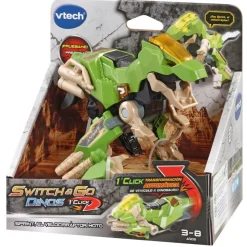 VTech Muñecos Articulados*Switch&Go Dinos Oneclick, Sprint El Velocirraptor Moto, Dinosaurios Que Se Transforman En Vehiculos