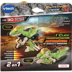 VTech Muñecos Articulados*Switch&Go Dinos Oneclick, Sprint El Velocirraptor Moto, Dinosaurios Que Se Transforman En Vehiculos